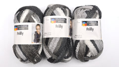 Schachenmayr "Frilly" Yarn - Acrylic / Polyester Novelty Yarn, 30 yards - Gray, Black & White