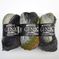 Plymouth "Gina Chunky" Yarn - Wool, Bulky Weight, 131 yards - Gray, Green & Gold