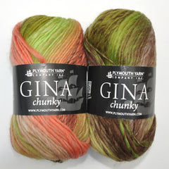 Plymouth "Gina Chunky" Yarn - Wool, Bulky Weight, 131 yards - Green, Salmon & Brown