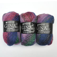 Plymouth "Gina Chunky" Yarn - Wool, Bulky Weight, 131 yards - Purple, Green & Red