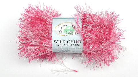 Yarn Bee "Wild Child" Eyelash Yarn - Polyester Yarn, Bulky Weight, 75 yards - Strawberry