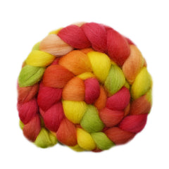 Hand painted Bergschaf wool roving for hand spinning and felting