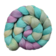 Hand painted Corriedale wool roving for hand spinning and felting