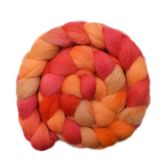 Hand painted Exmoor Horn wool roving for hand spinning and felting