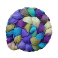 Hand painted Bergschaf wool roving for hand spinning and felting