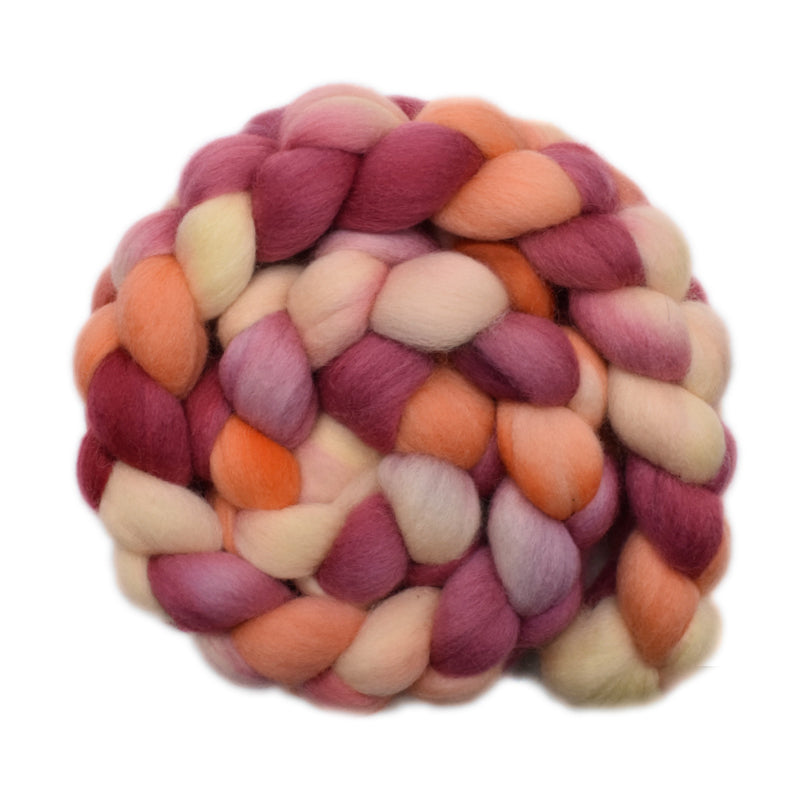 Hand painted South American wool roving for hand spinning and felting