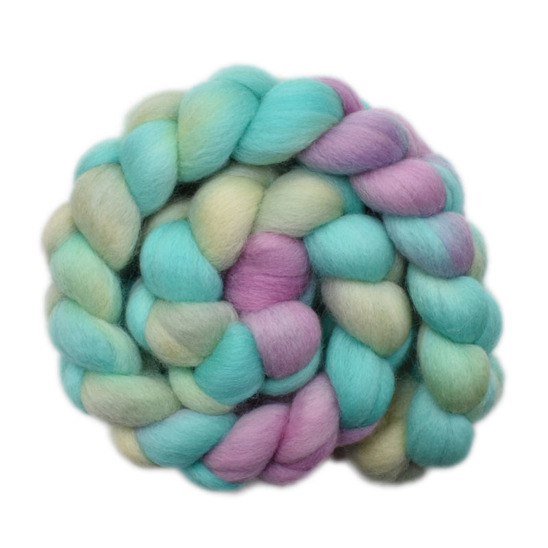 Hand painted Corriedale wool roving for hand spinning and felting