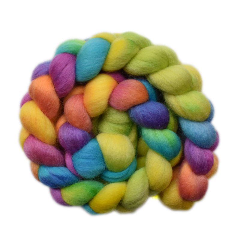 Hand painted Corriedale wool roving for spinning and felting