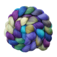 Hand painted Bergschaf wool roving for hand spinning and felting