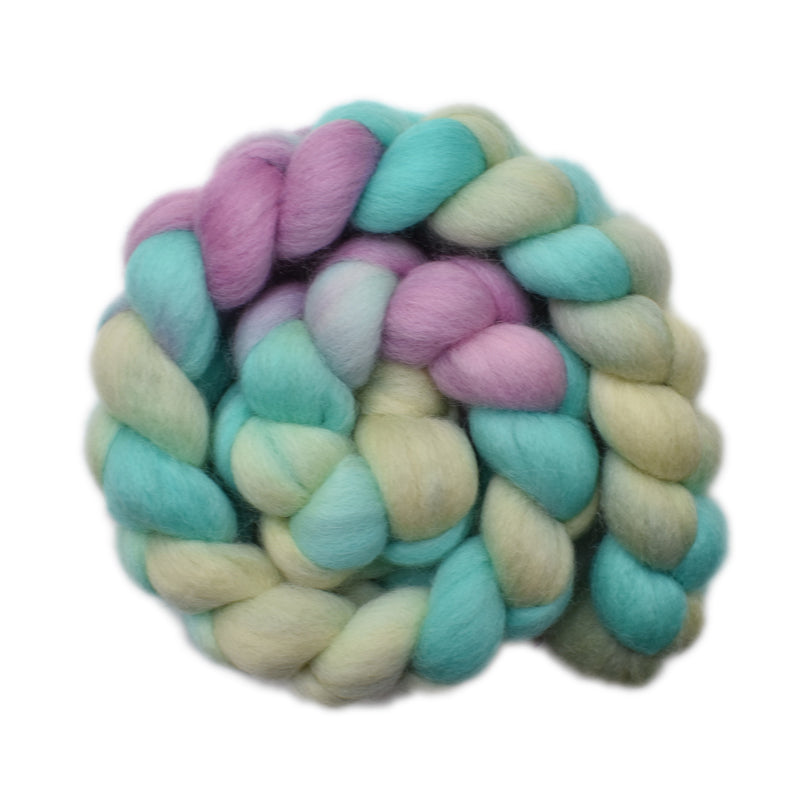 Hand painted Corriedale wool roving for hand spinning and felting