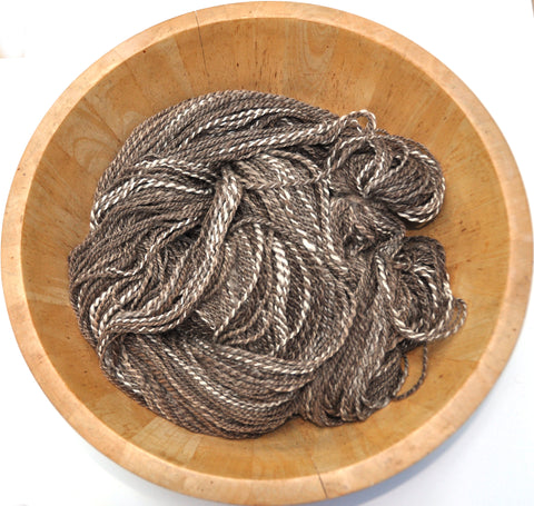 Handspun yarn - Natural color BFL & mixed Wool, worsted weight, 420 yards - Brown BFL Blend