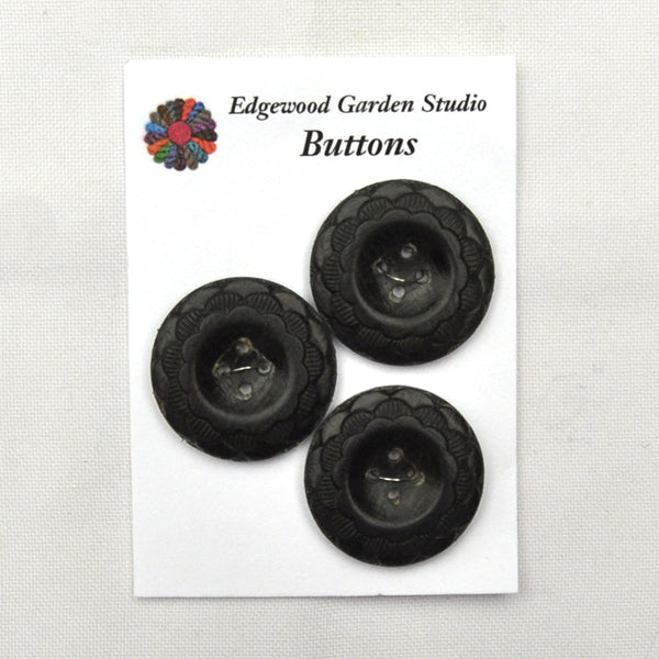 Silver Buttons with floral pattern, Medium - Set of 5