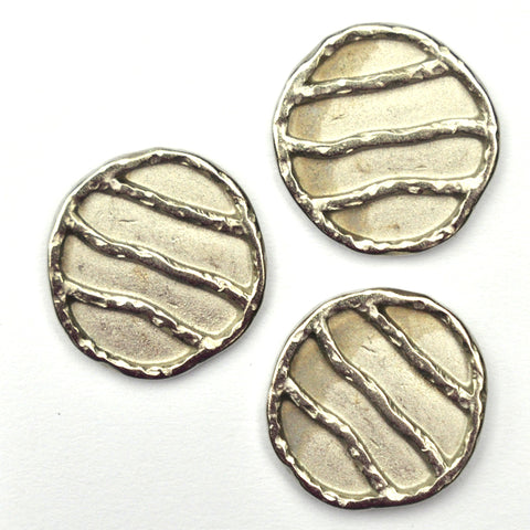 Silver Buttons with Irregular Stripes, Large - Set of 3