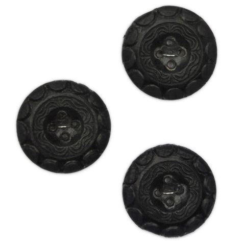 Black Buttons with Embossed Pattern - Set of 3