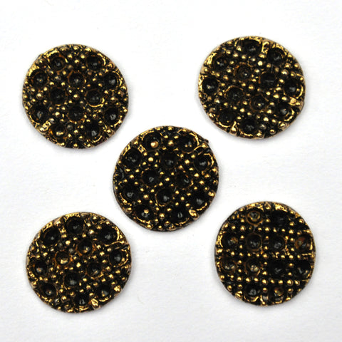 Black Buttons with Gold Grid - Set of 5