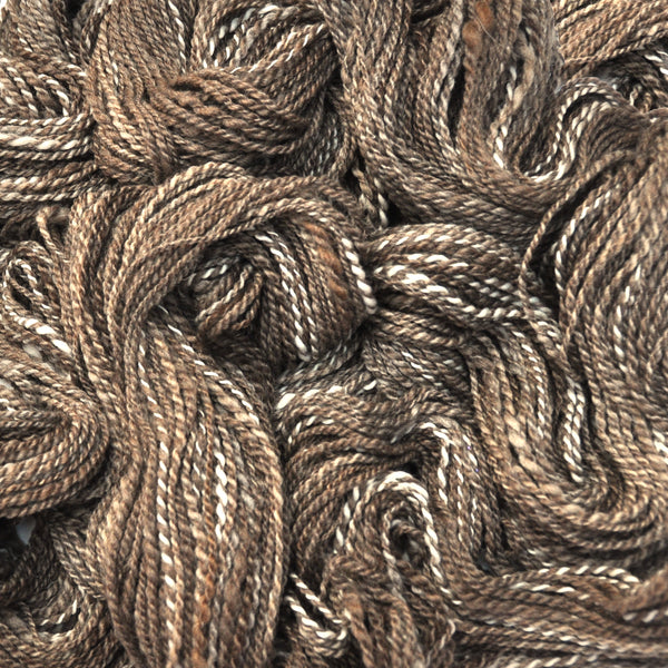 Handspun wool yarn, worsted weight, 420 yards - Brown Blend