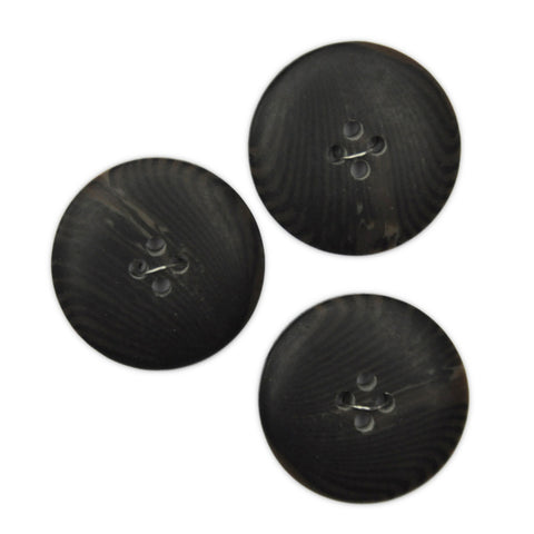 Black Buttons with Wood Grain Pattern - Set of 3