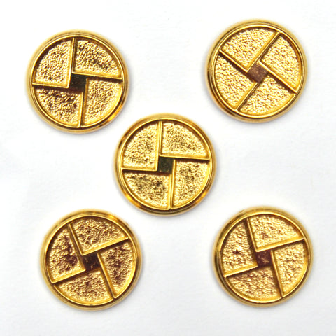 Gold Pinwheel Buttons, Medium - Set of 5