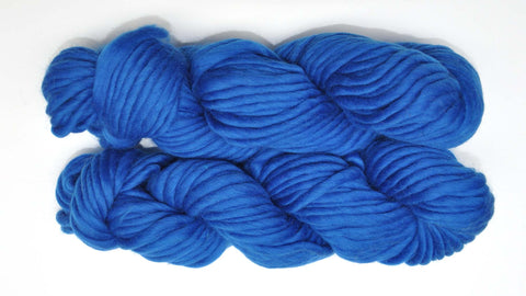 Unlabeled Super Bulky Wool Yarn - 60 yards, 3.5 ounces - Blue