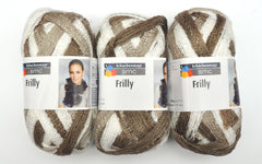Schachenmayr "Frilly" Yarn - Acrylic / Polyester Novelty Yarn, 30 yards - Brown & White