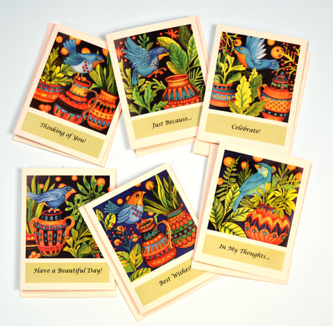 Blank Notecards, Set of Six - Proceeds to Feeding America - Original Paintings by Ilga