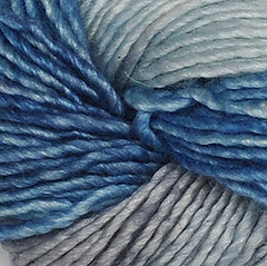 Louise Harding "Grace" Hand Dyed Yarn - Silk / Merino, Worsted weight, 110 yards - Blue & Silver