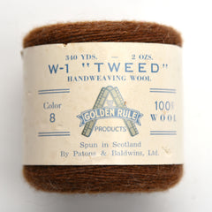 Golden Rule Scottish Tweed wool yarn cone - label view