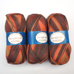 Plymouth "Sockin' Sox" Yarn - Superwash Wool / Bamboo / Nylon, Fingering Weight, 436 yards - Sunset Colors