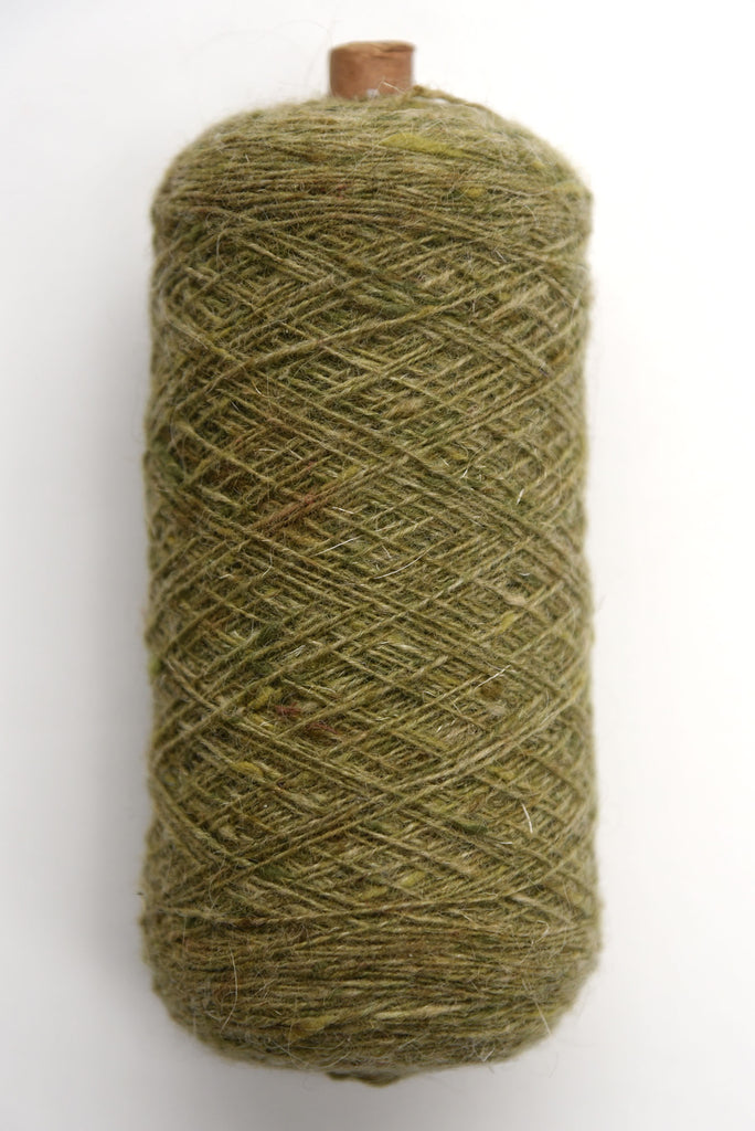Scottish 1/12 wool weaving yarn on a tube  side view