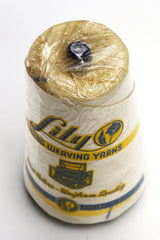 LIly 10/2 cotton yarn on cones, wrapped in plastic - top view