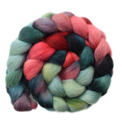 Hand painted Bergschaf wool roving for hand spinning and felting