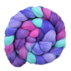 Hand painted Silk / Polwarth wool roving for hand spinning and felting