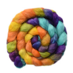 Hand painted Wensleydale wool roving for hand spinning and felting