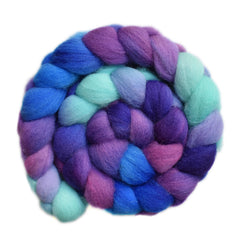 Hand painted Lleyn wool roving for hand spinning and felting