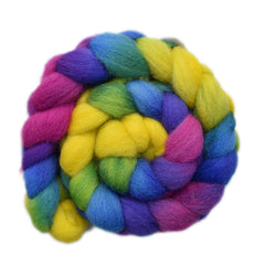 Hand painted Galway wool roving for hand spinning and felting