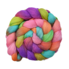 Hand painted Merino wool roving for hand spinning and felting