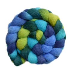 Hand painted Lleyn wool roving for hand spinning and felting
