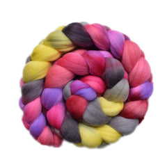 Hand painted Merino wool roving for hand spinning and felting