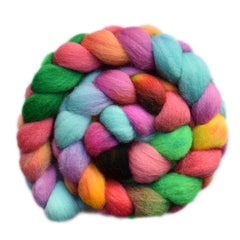 Hand painted Lleyn wool roving for hand spinning and felting