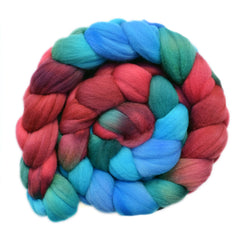 Hand painted Rambouillet wool roving for hand spinning and felting