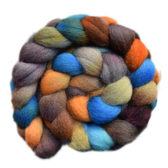Hand painted Lleyn wool roving for hand spinning and felting