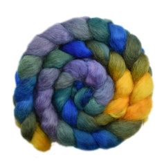 Hand painted Wensleydale wool roving for hand spinning and felting