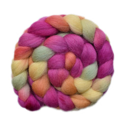 Hand painted Bergschaf wool roving for hand spinning and felting