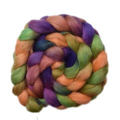 Hand painted Norwegian Lustre wool roving for hand spinning and felting