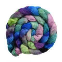 Hand painted Wensleydale wool roving for hand spinning and felting