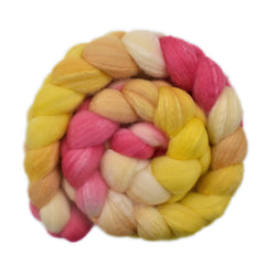 Hand painted silk / Polwarth wool roving for hand spinning and felting