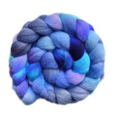 Hand painted Lleyn wool roving for hand spinning and felting
