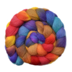 Hand painted Exmoor Horn wool roving for hand spinning and felting