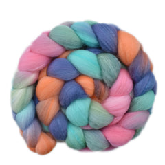Hand painted Silk / Polwarth wool roving for hand spinning and felting