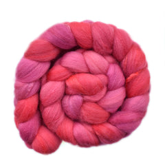 Hand painted silk / Polwarth wool roving for hand spinning and felting
